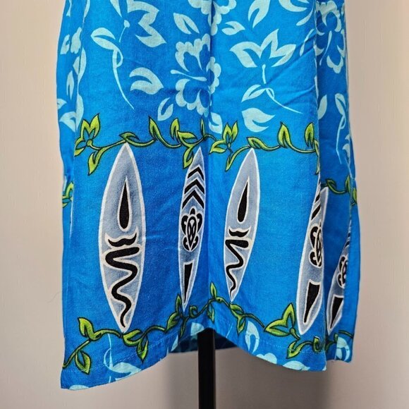 Women's sleeveless sun/beach dress, tropical print, Blue, Medium - Picture 7 of 9